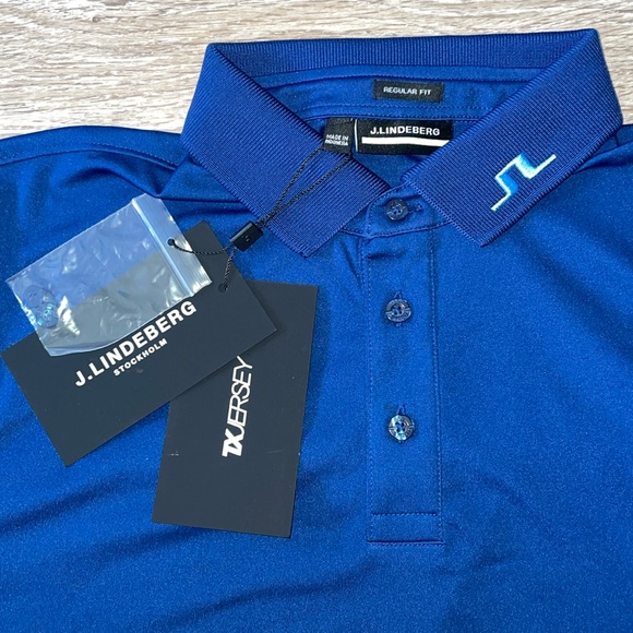 Men’s J. Lindeberg Estate Blue Heath Regular Fit Polo Golf T-Shirt Small NWT NEW - Picture 3 of 9